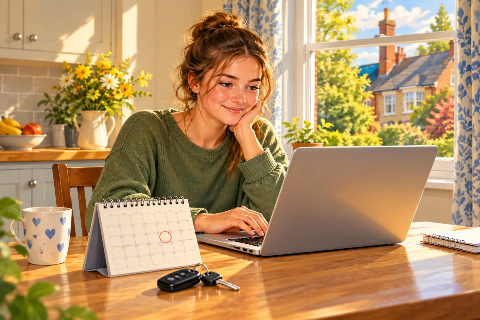 Learner planning a practical driving test booking on a laptop